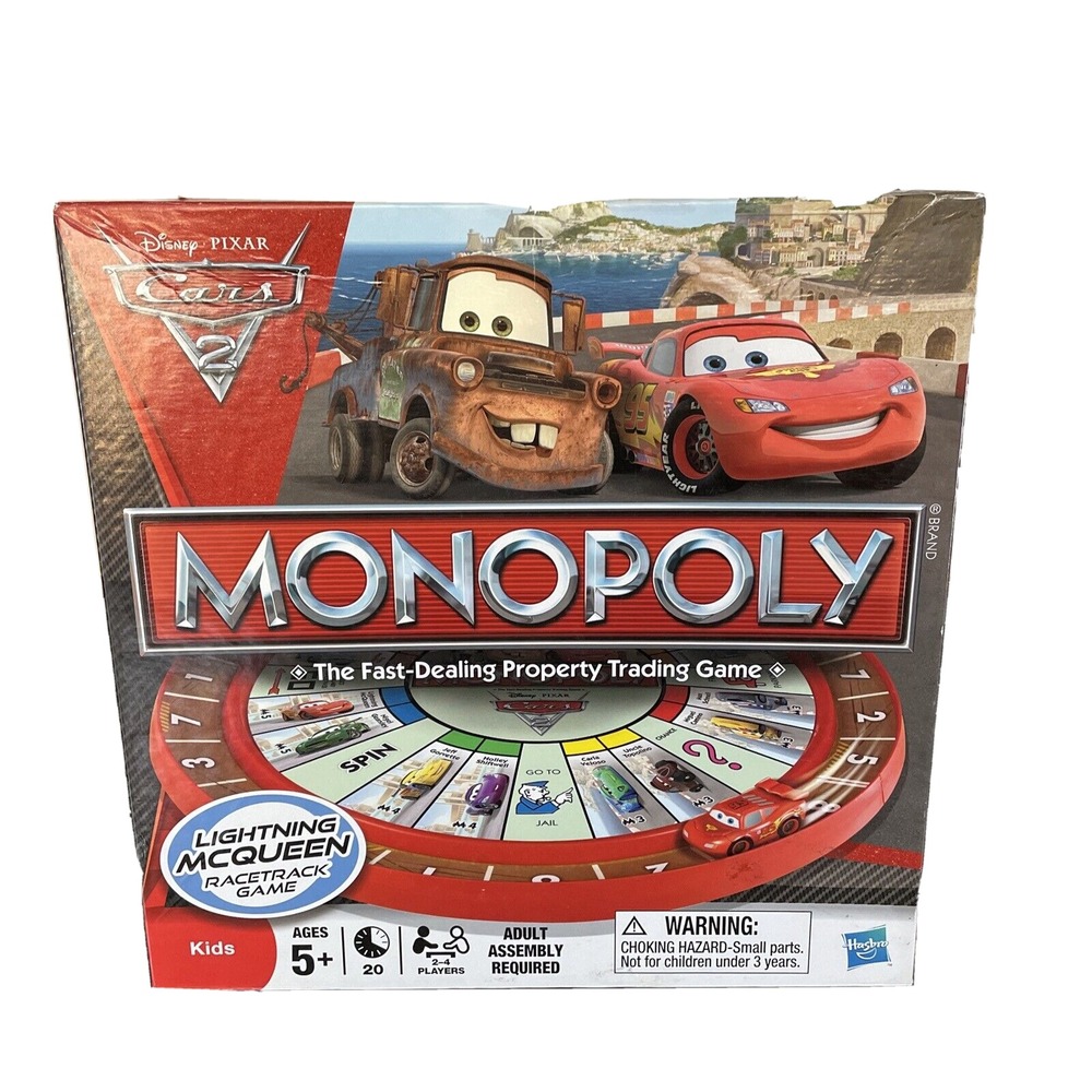 Monopoly Disney Pixar Cars 2 Lightning Mcqueen Racetrack Board Game